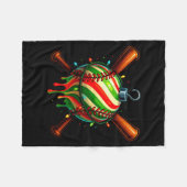 Baseball Christmas Ice Cream Drip Baseball Dripng Fleecedecke (Vorderseite (Horizontal))