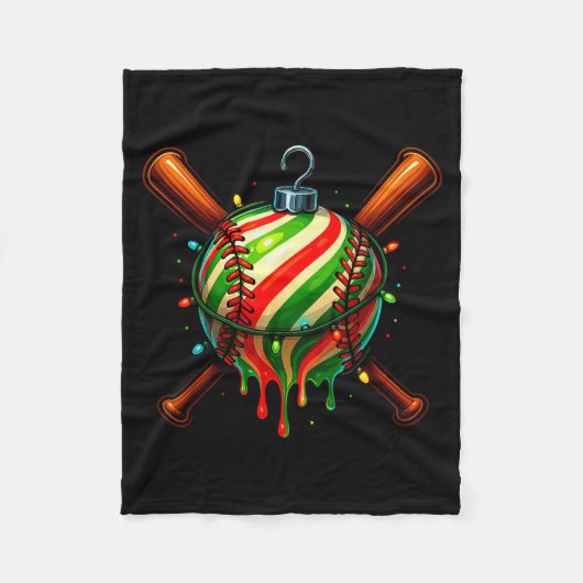 Baseball Christmas Ice Cream Drip Baseball Dripng Fleecedecke (Vorderseite)