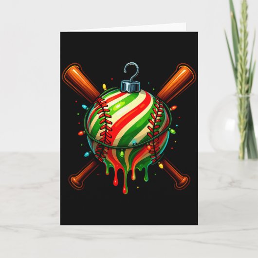 Baseball Christmas Ice Cream Drip Baseball Dripng Karte (Vorderseite)