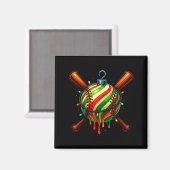 Baseball Christmas Ice Cream Drip Baseball Dripng Magnet (Vorderseite/Rückseite)