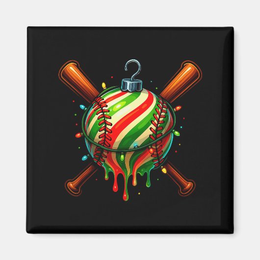 Baseball Christmas Ice Cream Drip Baseball Dripng Magnet (Vorne)