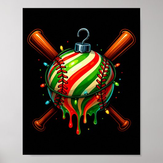 Baseball Christmas Ice Cream Drip Baseball Dripng Poster (Vorne)