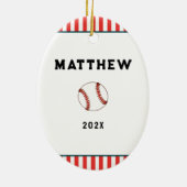 Baseball Christmas Keepake Keramik Ornament (Hinten)