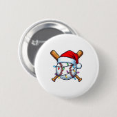 Baseball Christmas Lights Santa Christmas Baseball Button (Vorne & Hinten)