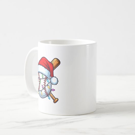 Baseball Christmas Lights Santa Christmas Baseball Kaffeetasse (Vorderseite Links)