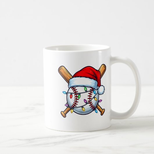 Baseball Christmas Lights Santa Christmas Baseball Kaffeetasse (Rechts)