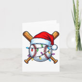 Baseball Christmas Lights Santa Christmas Baseball Karte (Vorderseite)