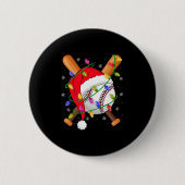 Baseball Christmas Lights Santa Hat Baseball Playe Button (Vorderseite)