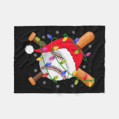 Baseball Christmas Lights Santa Hat Baseball Playe Fleecedecke (Vorderseite (Horizontal))