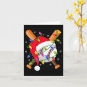 Baseball Christmas Lights Santa Hat Baseball Playe Karte (Gelbe Blume)
