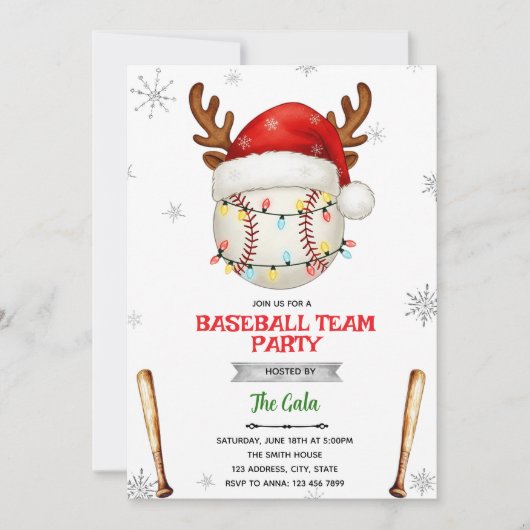 Baseball Christmas Party Invitation Einladung (Vorderseite)