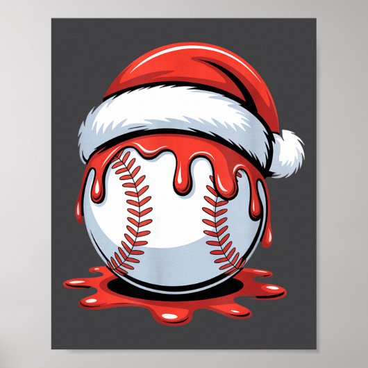 Baseball Christmas Santa Hat Dripng Festive Holida Poster (Vorne)