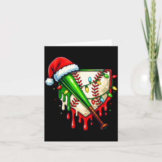 Baseball Christmas Santa Hat Dripng Ice Cream Xmas Karte (Vorderseite)