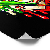 Baseball Christmas Santa Hat Dripng Ice Cream Xmas Poster (Ecke)