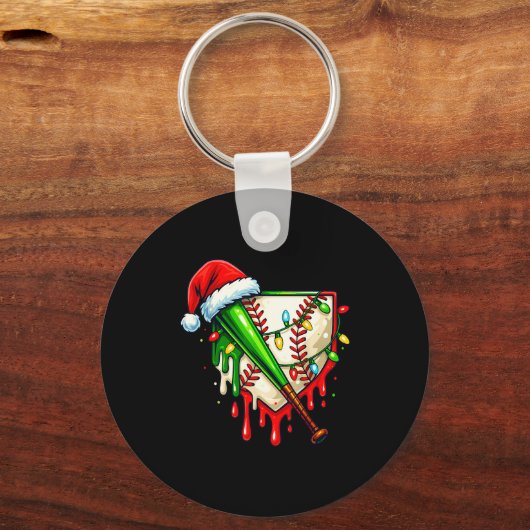 Baseball Christmas Santa Hat Dripng Ice Cream Xmas Schlüsselanhänger (Vorderseite)