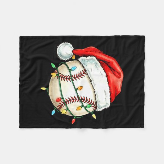 Baseball Christmas Shirt Funny Santa Hat Srt Men K Fleecedecke (Vorderseite (Horizontal))