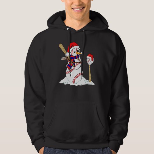 Baseball Christmas Snowman Playing Baseball Hoodie (Vorderseite)