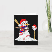 Baseball Christmas Snowman Playing Baseball Karte (Vorderseite)