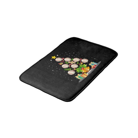 Baseball Christmas Tree Badematte (Schrägansicht)