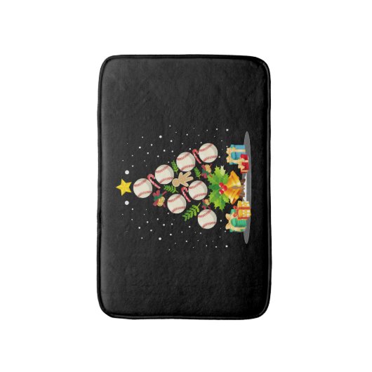 Baseball Christmas Tree Badematte (Vorderseite Vertikal)