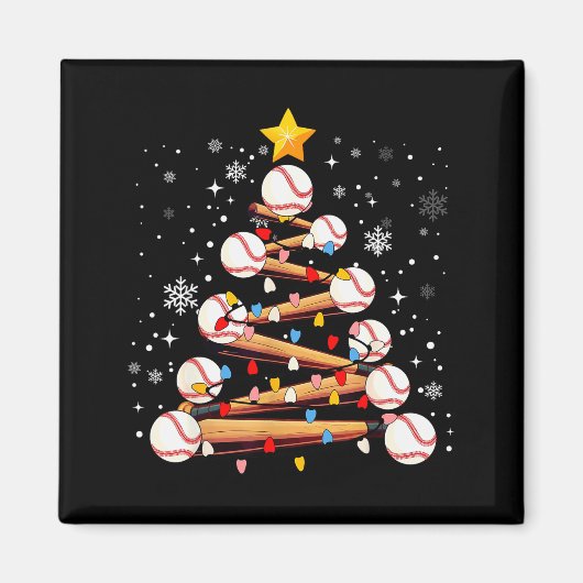 Baseball Christmas Tree Light Xmas Baseball Boys K Magnet (Vorne)