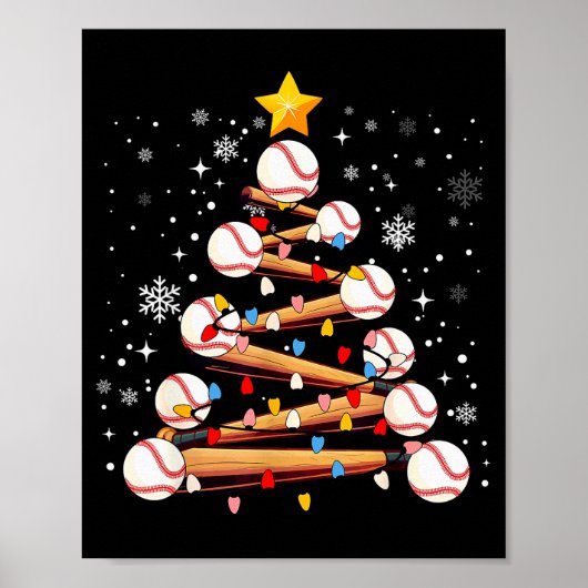 Baseball Christmas Tree Light Xmas Baseball Boys K Poster (Vorne)