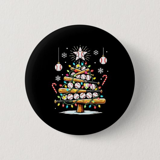 Baseball Christmas Tree Lights Button (Vorderseite)