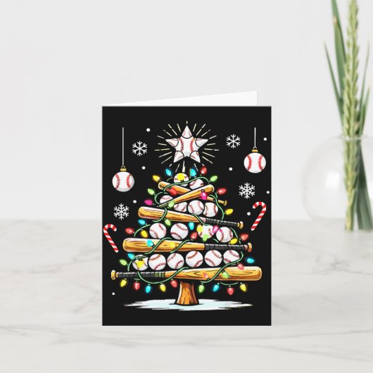 Baseball Christmas Tree Lights Karte (Vorderseite)