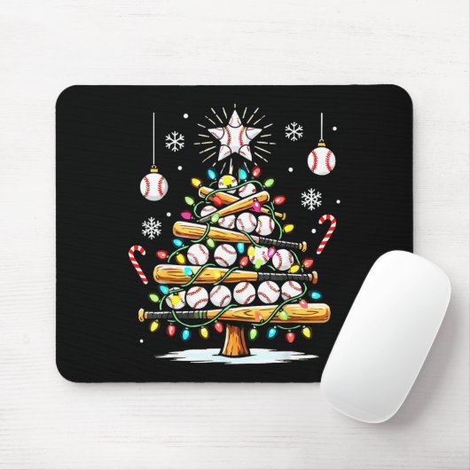 Baseball Christmas Tree Lights  Mousepad (Mit Mouse)