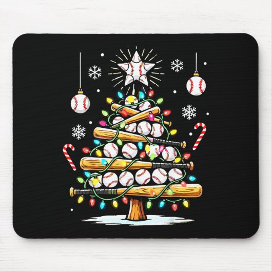 Baseball Christmas Tree Lights Mousepad (Vorne)