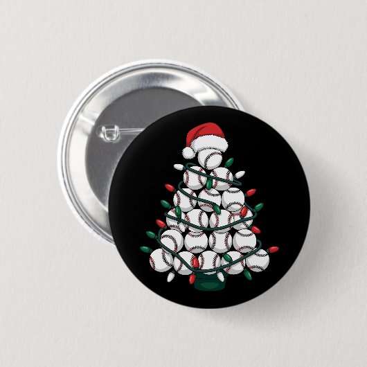 Baseball Christmas Tree Santa Sports Button (Vorne & Hinten)