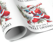Baseball Christmas with Santa Claus Geschenkpapier (Rolleneckpunkt)