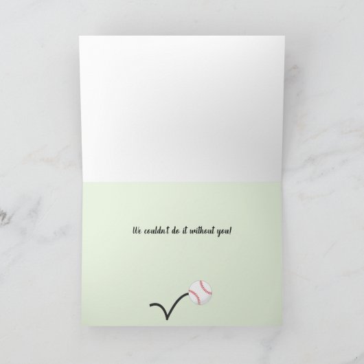 Baseball-Coach-Brauch Dankeskarte (Innenseite)