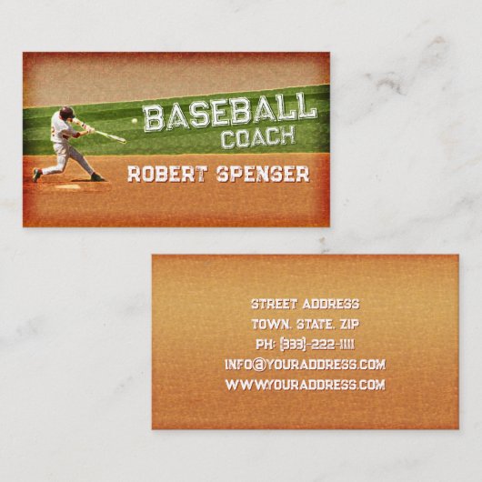 Baseball Coach Business Card Visitenkarte (Vorne/Hinten)
