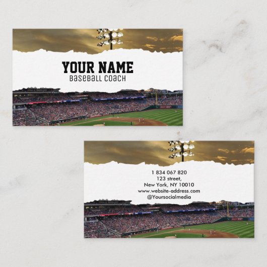 Baseball Coach Business Card Visitenkarte (Vorne/Hinten)
