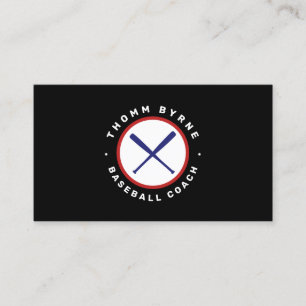 Baseball Coach Crossed Bat Business Card Visitenkarte