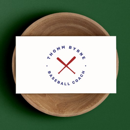 Baseball Coach Crossed Bats Blue Red Business Card Visitenkarte