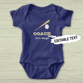 Baseball Coach Custom Text Spaß Sport Baby Strampler