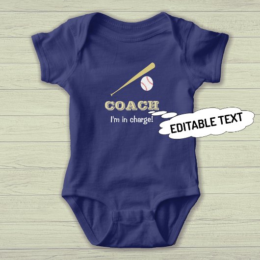 Baseball Coach Custom Text Spaß Sport Baby Strampler