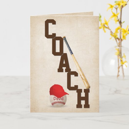 Baseball Coach Dankeschön Karte (Gelbe Blume)