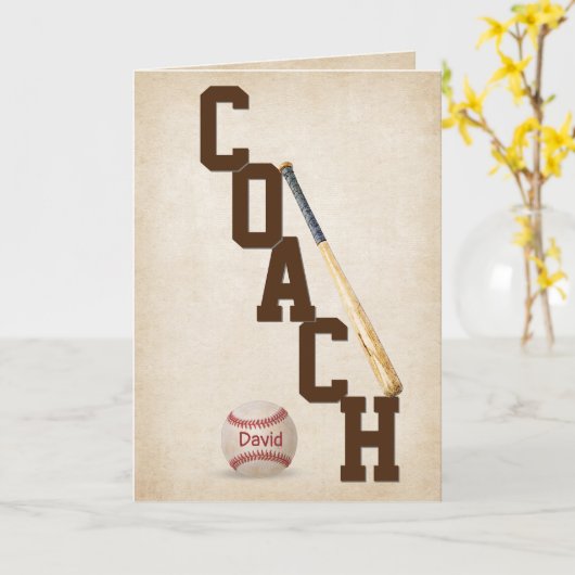 Baseball Coach Dankeschön Karte (Gelbe Blume)