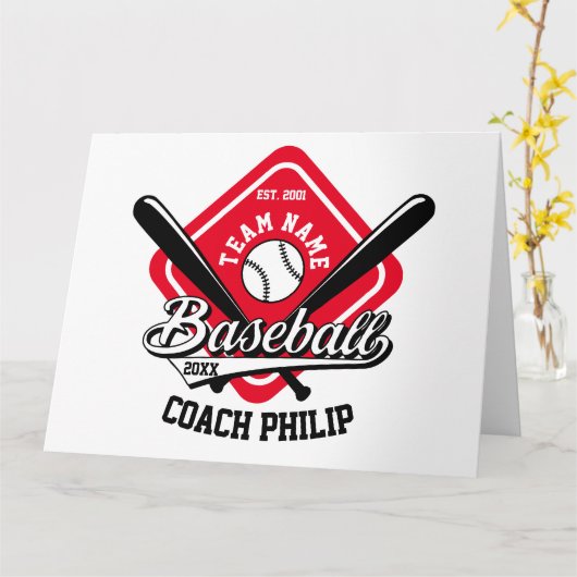 Baseball Coach Ende der Saison Team-Spieler Gesche Karte (Gelbe Blume)