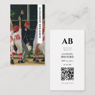 Baseball Coach Foto QR Code Business Card Visitenkarte