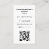 Baseball Coach Foto QR Code Business Card Visitenkarte (Rückseite)