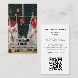 Baseball Coach Foto QR Code Business Card Visitenkarte