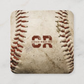 Baseball Coach Monogram Initial Rustic Modern Quadratische Visitenkarte (Vorderseite)