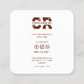 Baseball Coach Monogram Initial Rustic Modern Quadratische Visitenkarte (Rückseite)