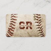 Baseball Coach Monogram Rustic Baseball Initialen Visitenkarte (Vorderseite)