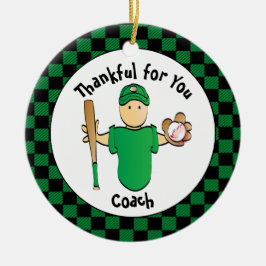 Baseball Coach Personalisierte Männer Cartoon Dank Keramik Ornament