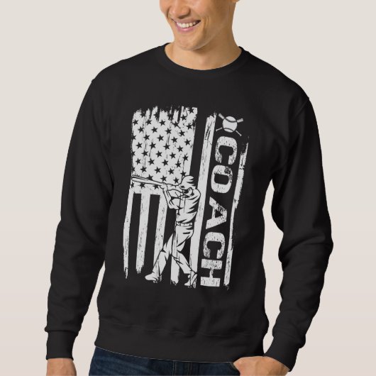 Baseball Coach USA Flag Baseball Trainer Coaching Sweatshirt (Vorderseite)